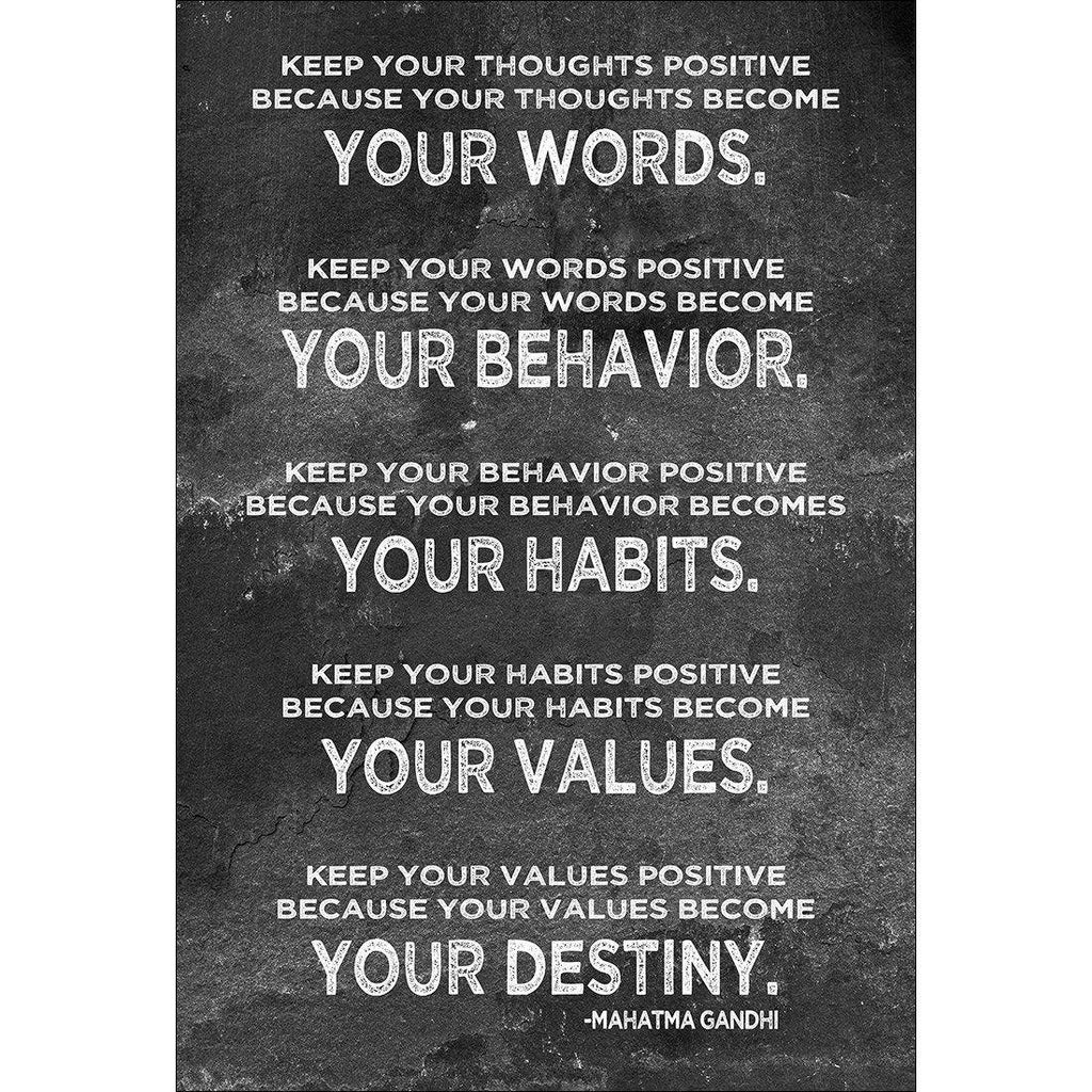 Keep Positive, White on Black Canvas Art