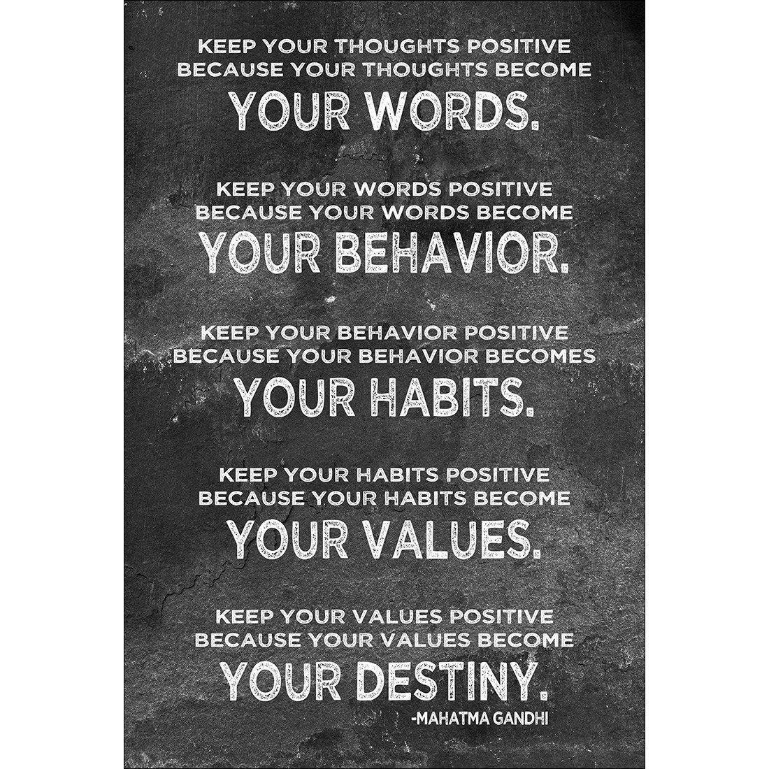 Keep Positive, White on Black Canvas Art