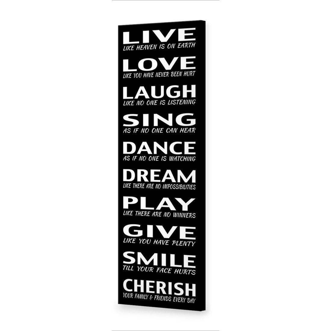 Live To Cherish, B&W Canvas Art