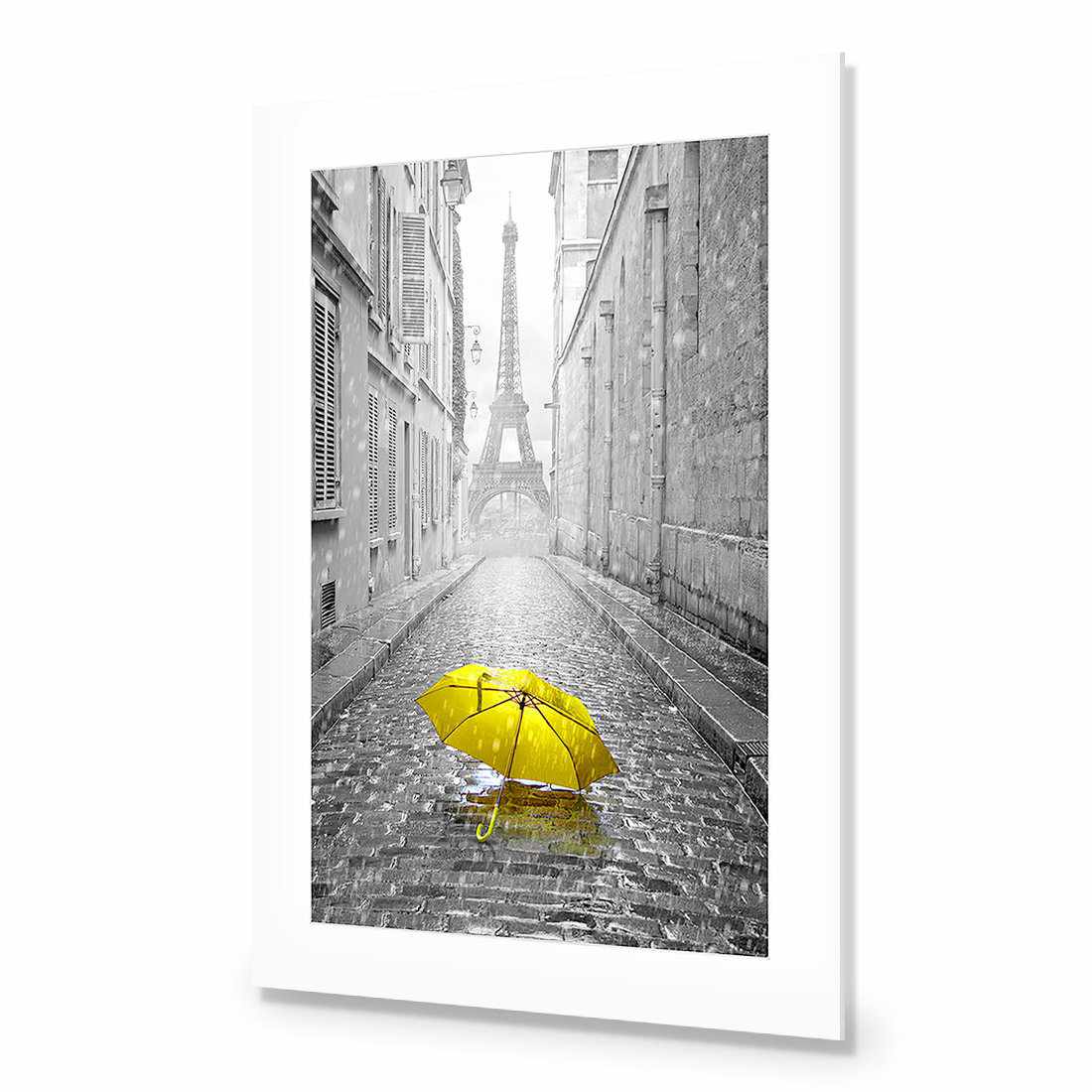 Lost Umbrella In Paris, Yellow Acrylic Print Art