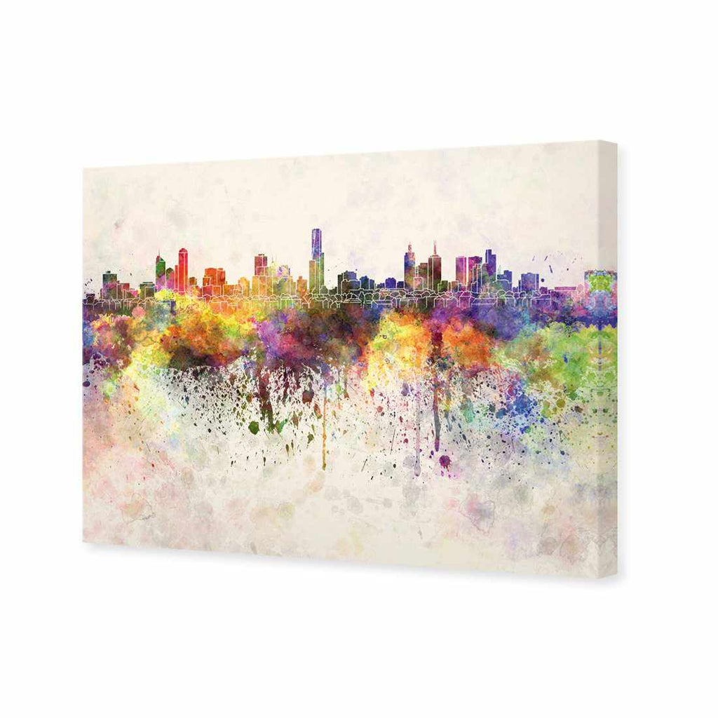 Melbourne Skyline Watercolour, Rectangle Canvas Art