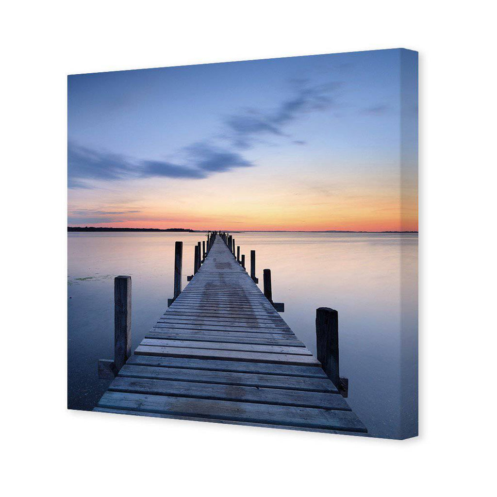 Misty Blue Jetty, Square Canvas Art