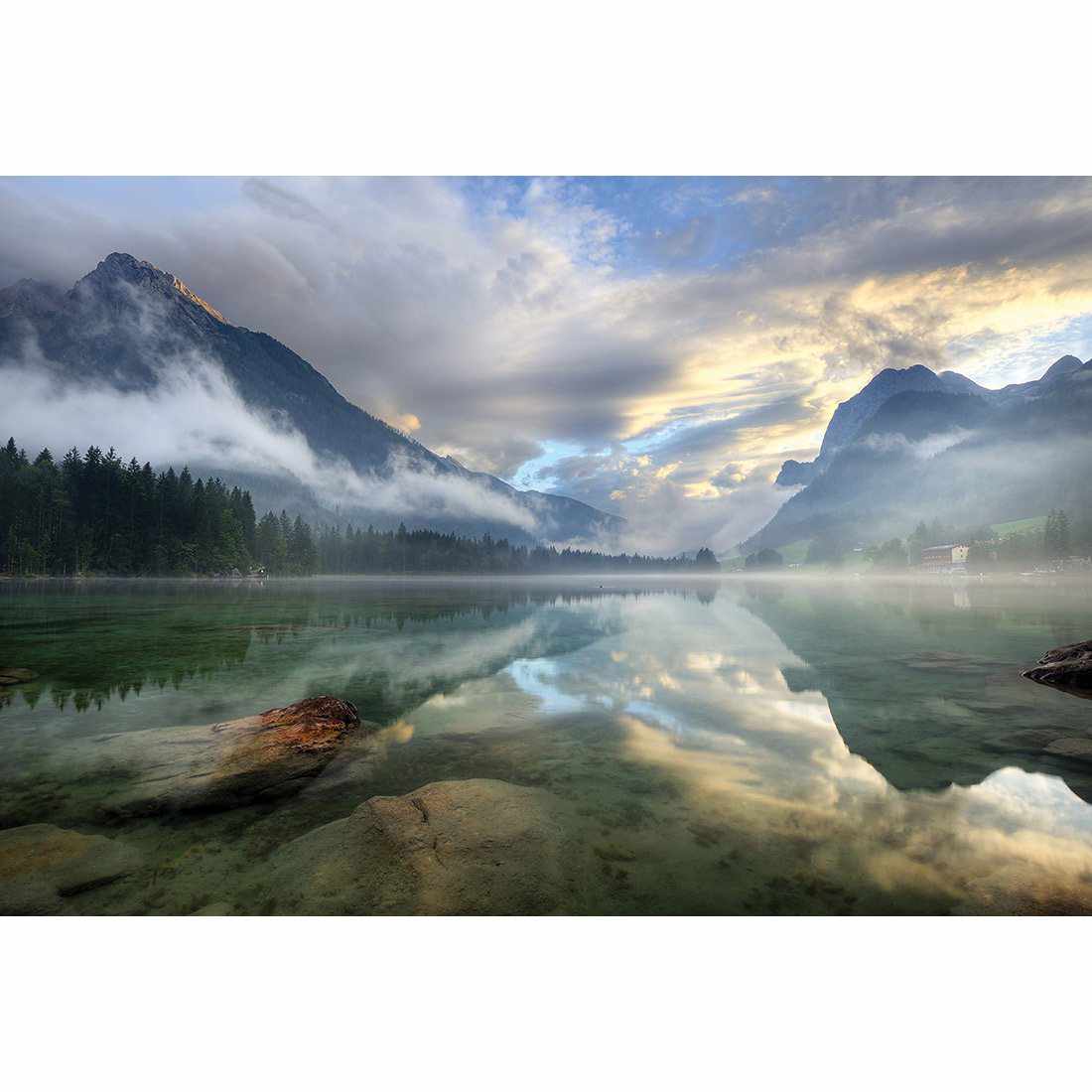 Misty Mountain Lake Acrylic Print Art
