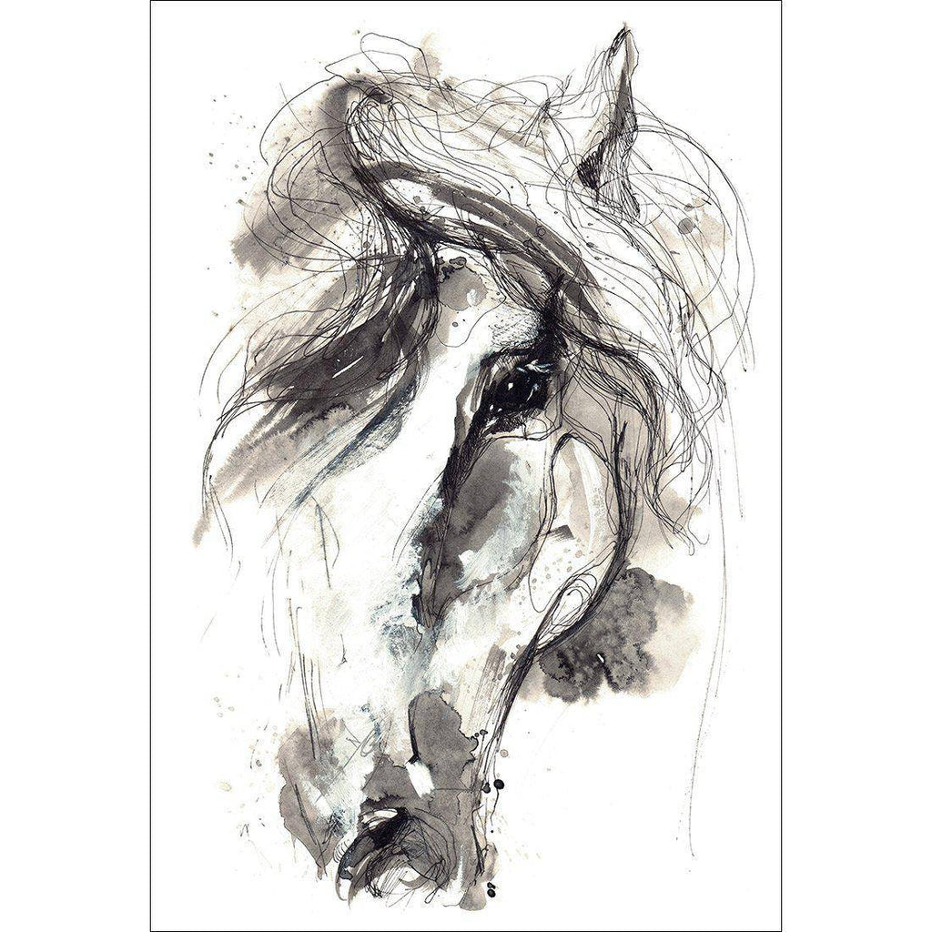 Monochrome Sketch Horse Canvas Art
