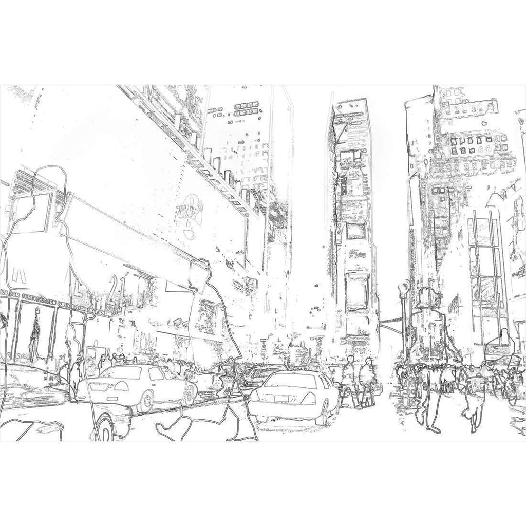 New York Taxis Drawing Border People, Rectangle
