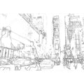 New York Taxis Drawing Border People, Rectangle