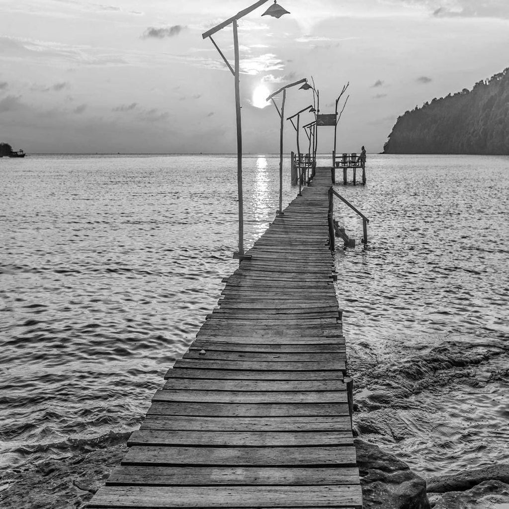 Old Wooden Jetty, Black and White (square)