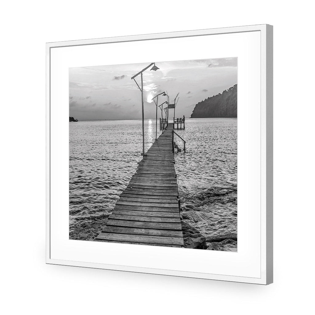 Old Wooden Jetty, Black and White (square)