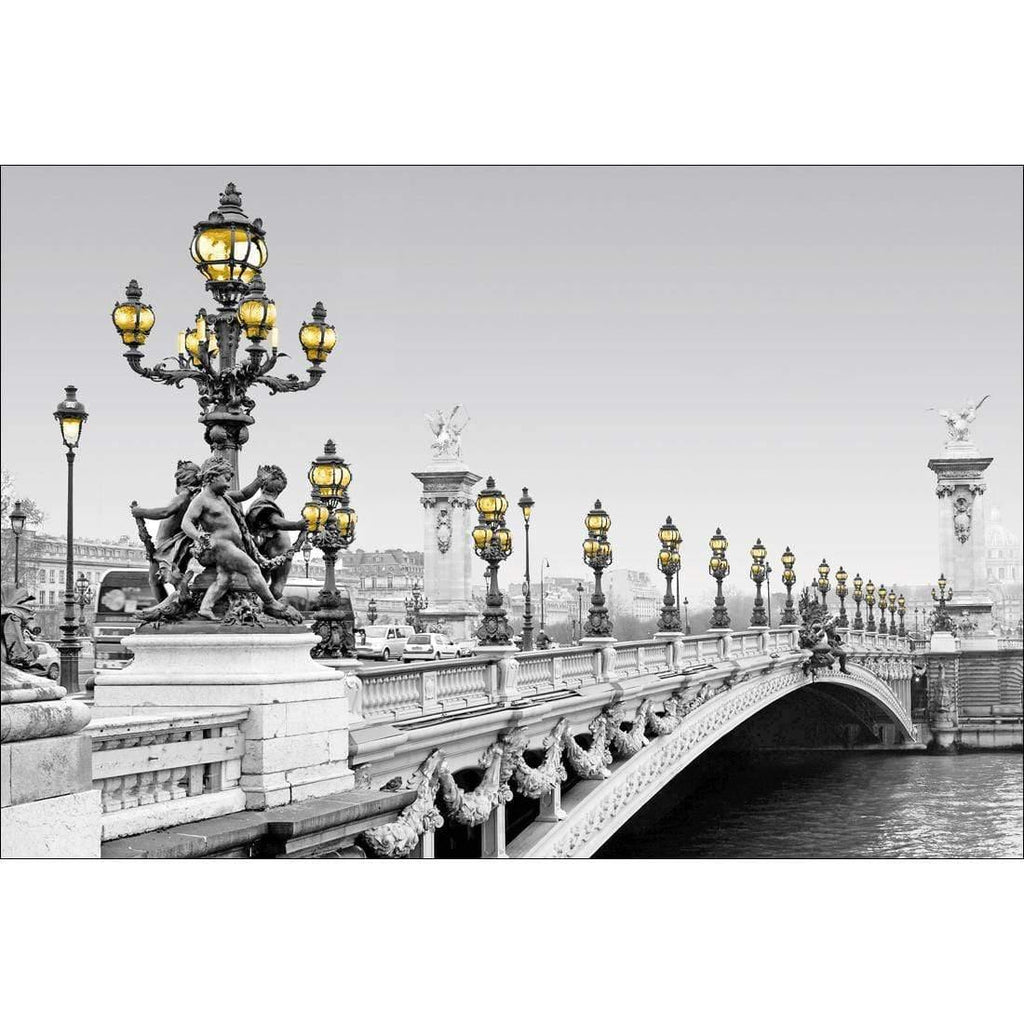 Paris Bridge, Black and White with lights