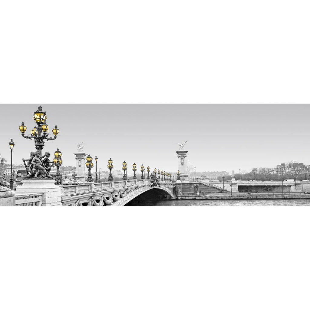 Paris Bridge, Black and White with lights (long)