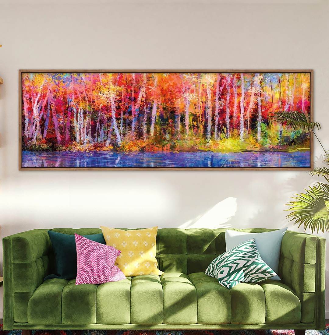 Rainbow Tree Forest, Long Acrylic Print Art