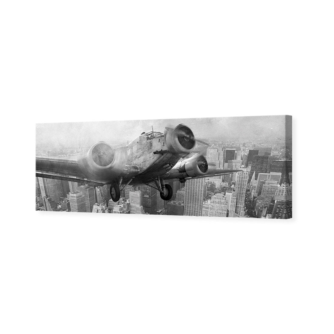 Vintage Plane over Manhattan, Black and White